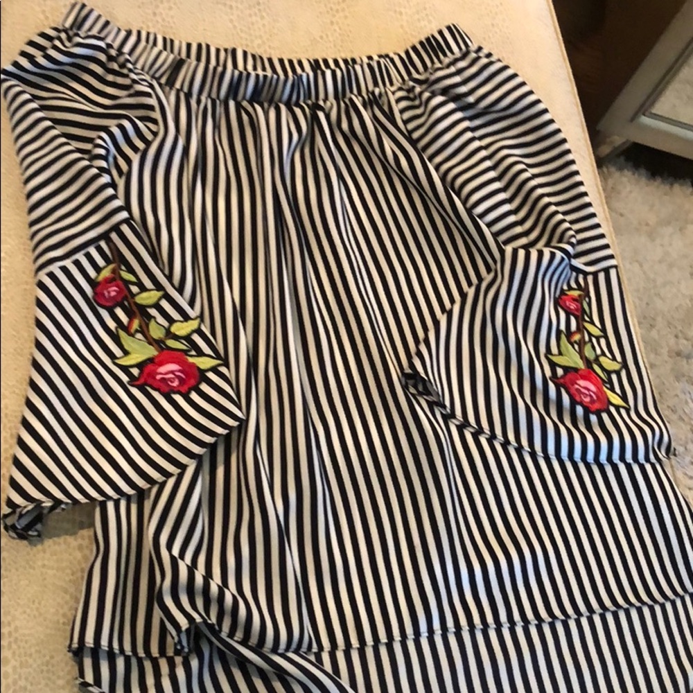 Off the shoulder striped blouse